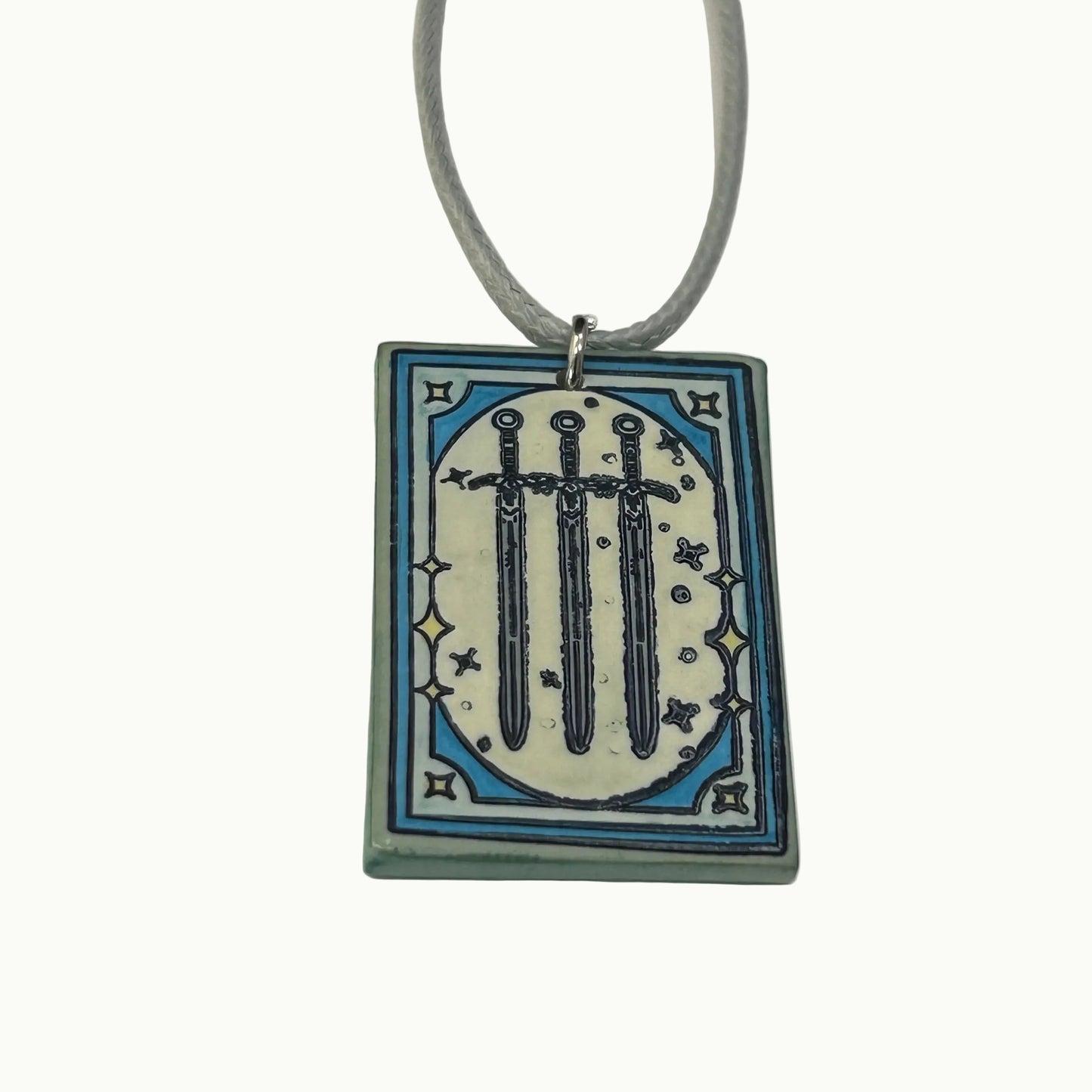 The Three of Swords Tarot Card Pendant Necklace