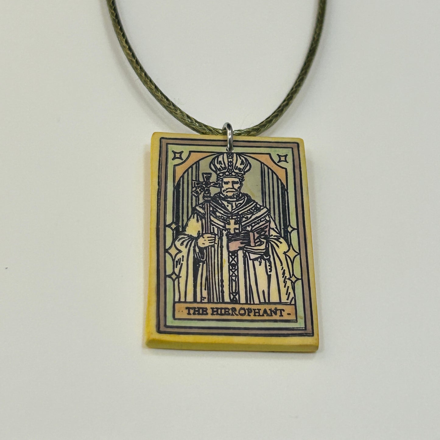 Hierophant Tarot Card Pendant Necklace