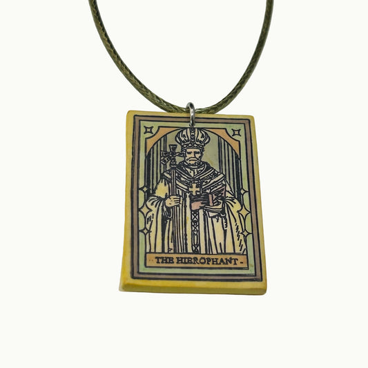Hierophant Tarot Card Pendant Necklace