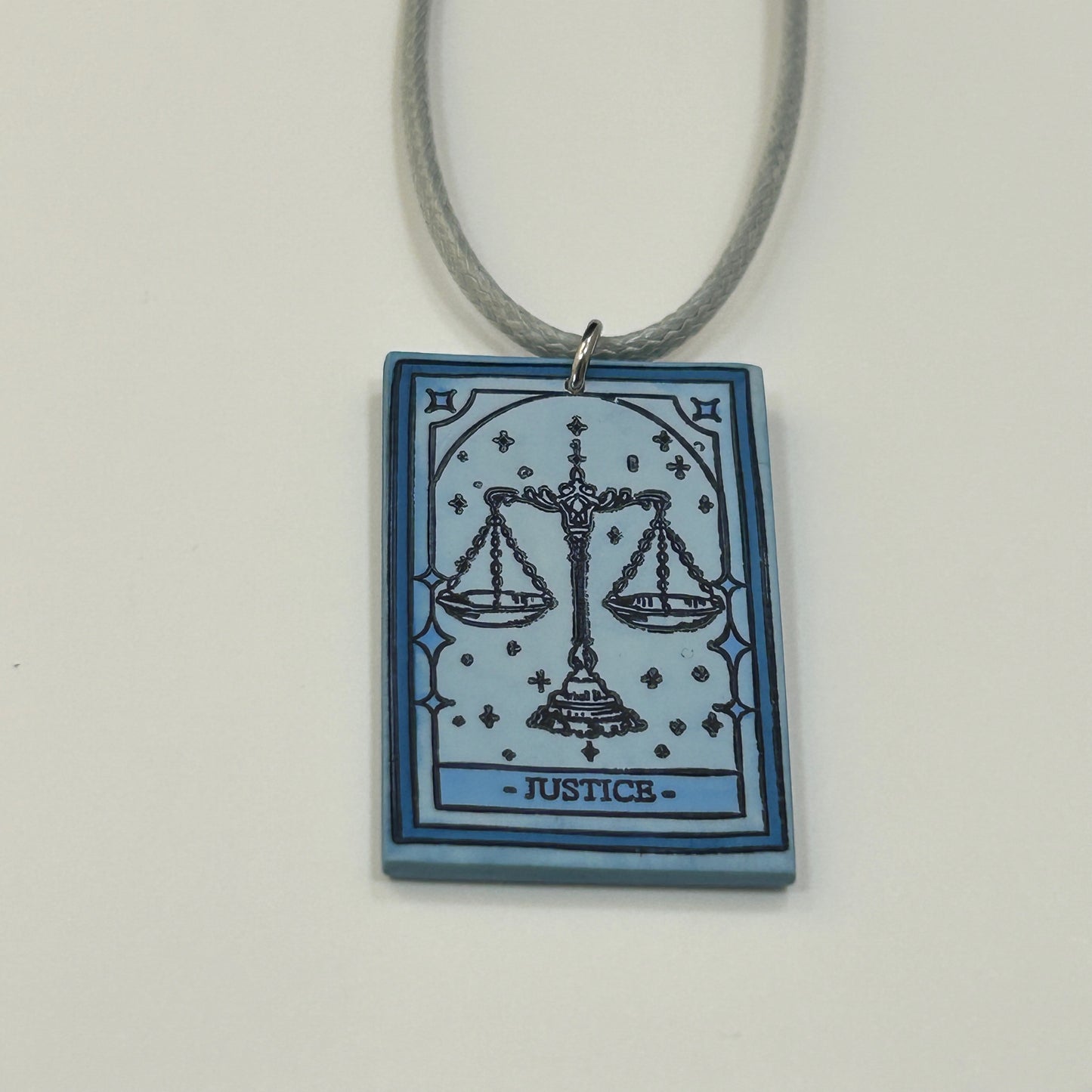 Justice Tarot Card Pendant Necklace