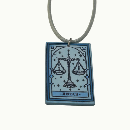 Justice Tarot Card Pendant Necklace