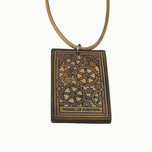 Wheel of Fortune Tarot Card Pendant Necklace