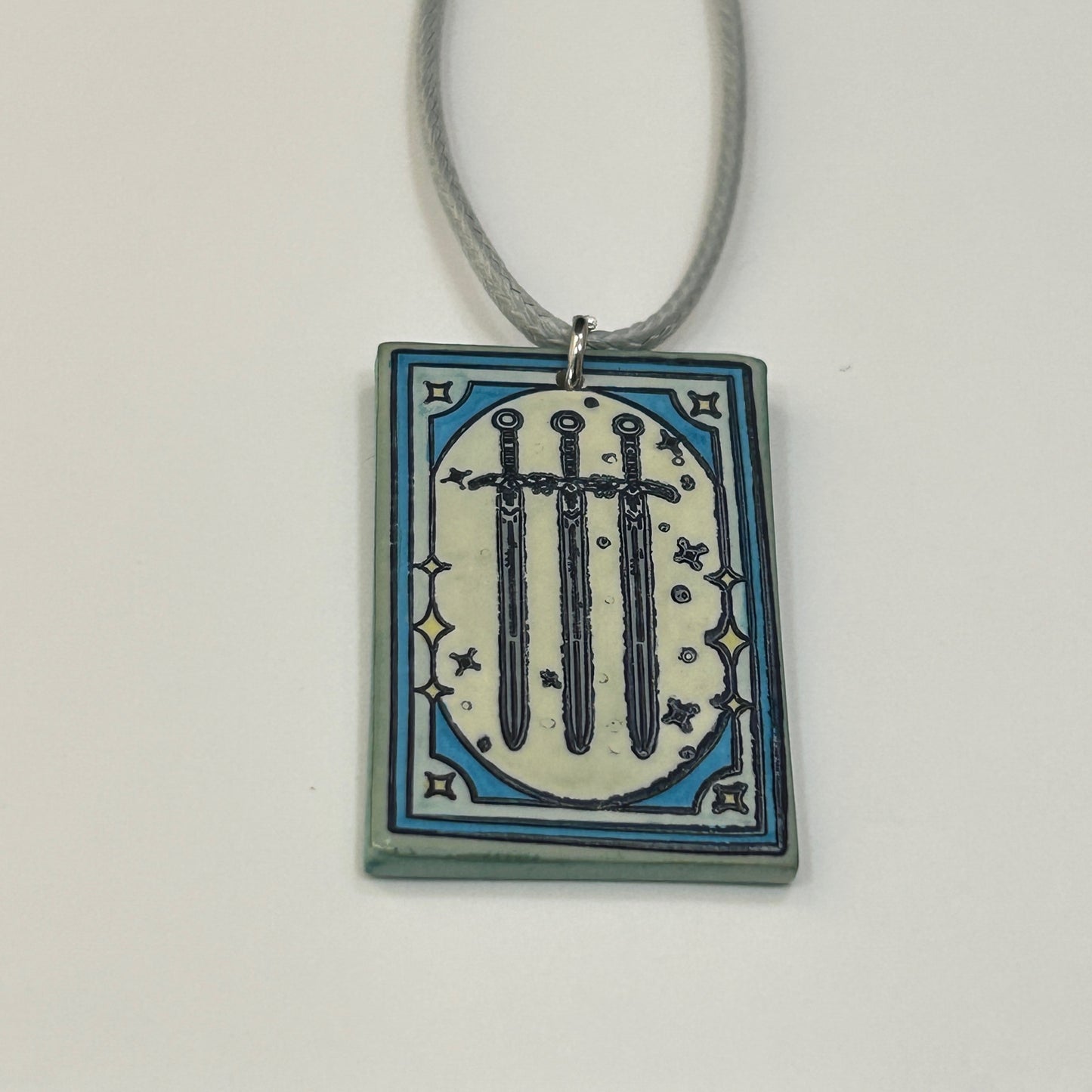 The Three of Swords,Judgement and Justice- Trio of Tarot Card Pendant Necklaces